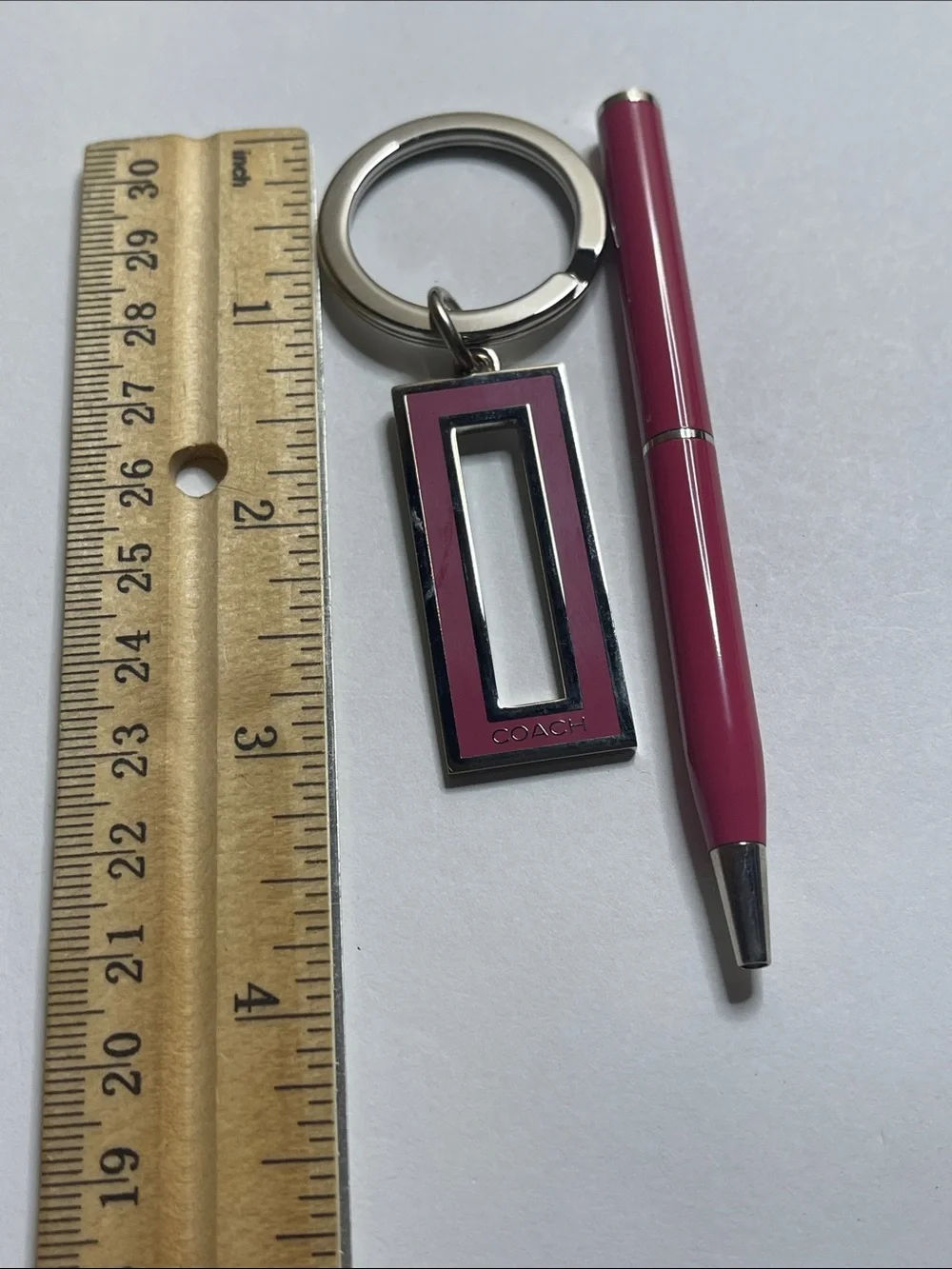 Coach Pink Keychain and Matching Pink Coach Pen Set